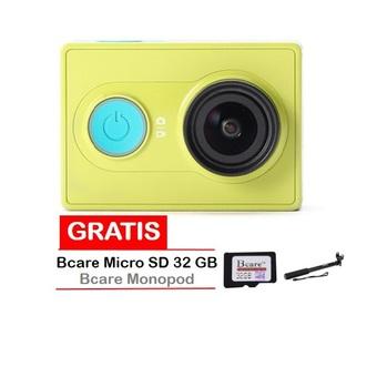 Xiaomi Yi Action Camera - 16 MP - Kuning + Gratis MicroSD 32 GB Class 10 + Monopod  