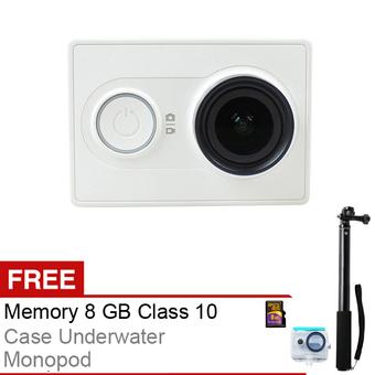 Xiaomi Yi Action Camera - 16 MP - Putih + Gratis Case Underwater + 8GB + Monopod  