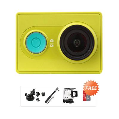 Xiaomi Yi ActionCam - Green + Free Ultra 16 + Underwater Case + Maeistro Mini Monopod + 3rd Party Suction Cup