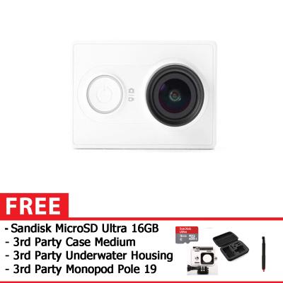 Xiaomi Yi ActionCam - White + Free Ultra 16 + Underwater Case + 3rd party Pole 19 + 3rd Party Case Medium