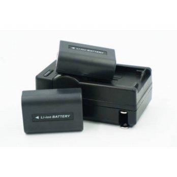 [globalbuy] 1PCS CHARGER+2PCS Rechargeable Li-ion Battery NP-FH50 for Sony DCR-HC20E/21E/2/2145182