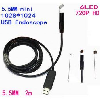 [globalbuy] 2M waterproof 5.5mm mini usb endoscope camera with 6 LED 2mp usb endoscope cam/2940703