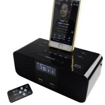 [globalbuy] S6 LCD Digital FM Radio Dual Alarm Clock Music Dock Charger Station Bluetooth /2356146
