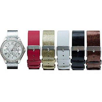 [macyskorea] FMD Bejeweled Watch Set With 6 Different Colored Interchanging Bands/9530200