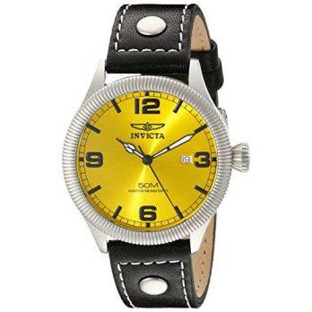 [macyskorea] Invicta Mens 1462 Vintage Collection Riveted Leather Strap Yellow Dial W/9951688