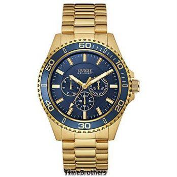 [poledit] GUESS Men`s U0172G5 Gold-Tone Watch with Iconic Blue Multi-Function Dial (R1)/12887184