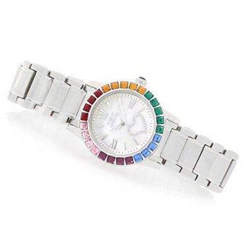 [poledit] Invicta Women`s Angel Quartz Colorful Crystal Accented Mother-of-Pearl Dial Stai/12950957