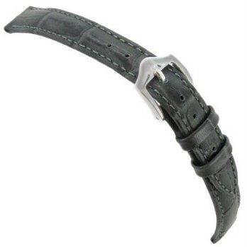 [worldbuyer] 16mm Hirsch Duke Alligator Grain Grey Genuine Leather Padded Watch Band Strap/1345188