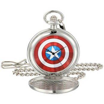 [worldbuyer] Marvel Mens W001744 The Avengers Captain America Analog-Quartz Pocket Watch/1378032