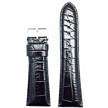 [worldbuyer] NewLife 28mm Black Alli Croco Grain Leather Sporty style Watchband/1355010