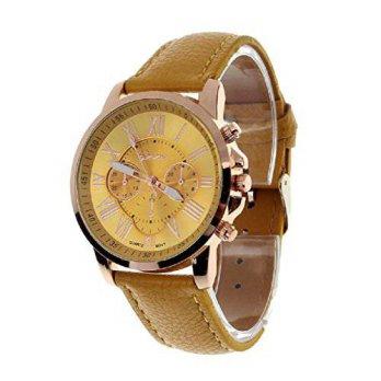 [worldbuyer] Smosee New Womens Roman Numerals Analog Quartz Wrist Watch(Yellow)/1349222