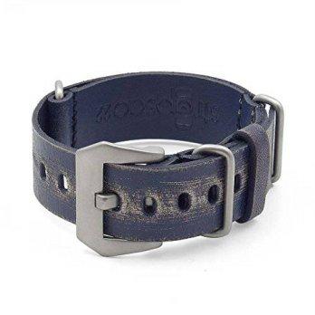 [worldbuyer] StrapsCo 20mm Blue Ultra Distressed Leather G10 Nato Zulu Watch Strap w/ Pre-/1354435