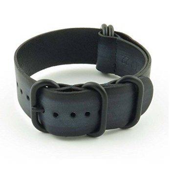 [worldbuyer] StrapsCo 20mm Charcoal Black Vintage Nato Zulu G10 Leather Watch Strap with M/1362990