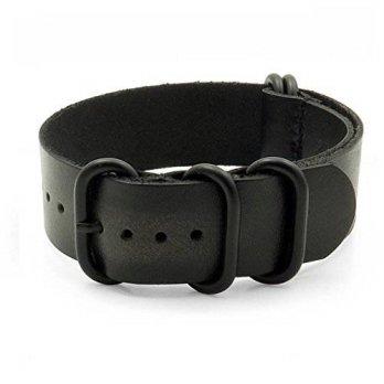 [worldbuyer] StrapsCo 22mm Black Distressed Vintage Style Leather G10 Nato Zulu Watch Stra/1353894