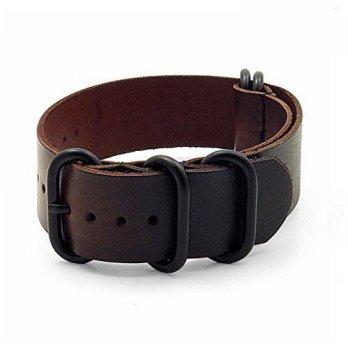 [worldbuyer] StrapsCo 24mm Brown Burnt Faded Vintage Style Leather G10 Nato Zulu Watch Str/1363432