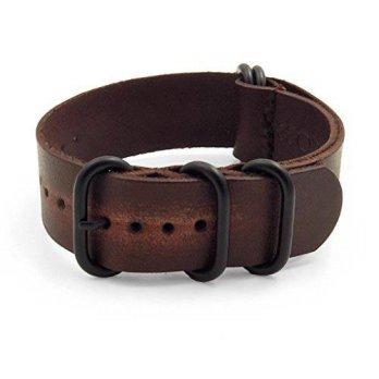 [worldbuyer] StrapsCo 24mm Brown Distressed Vintage Style Leather G10 Nato Zulu Watch Stra/1361585