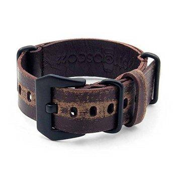 [worldbuyer] StrapsCo 24mm Dark Brown Ultra Distressed Leather G10 Nato Zulu Watch Strap w/1401573