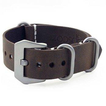 [worldbuyer] StrapsCo 24mm Dark Brown Vintage Style Leather G10 Nato Zulu Strap w/ Matte S/1350696