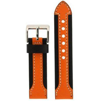 [worldbuyer] Tech Swiss Watch Band Genuine Leather Strap Thick for Sports Watches Black Or/1353919