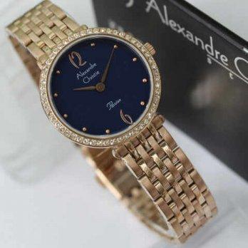 Alexandre Christie 2500 Diamond Rosegold Blue Dial