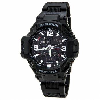 Casio G-SHock GA-1000FC-1ADR jam tangan pria- hitam- stainless stell
