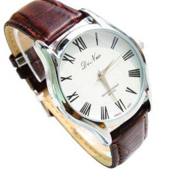 DiNuo Roman Numeral Leather Band Quartz Watch - Brown