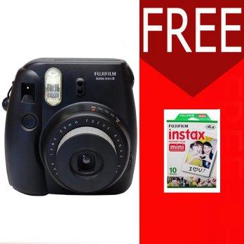 Fujifilm Instax Mini Camera 8s Black _ Free 1Pack Film Instax Mini Polos isi 10 Mini 8s Hitam