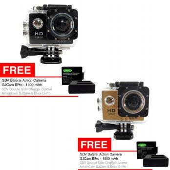 Rota WiFi Action Camera 12MP Full HD 1080P + Free SDV Baterai ActionCam + SDV Double Side Charger Ba