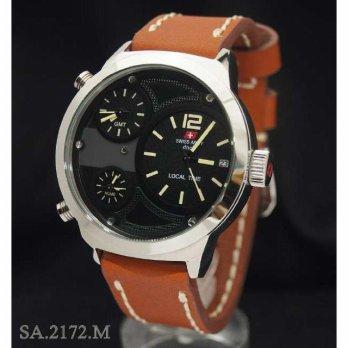 Swiss Army 2172 Silver Brown Leather