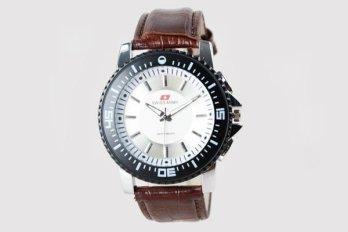 Swiss Army Leather Watch J-K015 Brown for Men