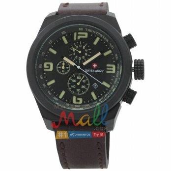Swiss Army SA 3126 M jam tangan pria strap kulit - cokelat tua