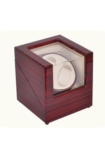 2 spinning slots Wind-up Gloss Wooden Watch Display Box Winder for Rolex Cartier- Wood Vein  