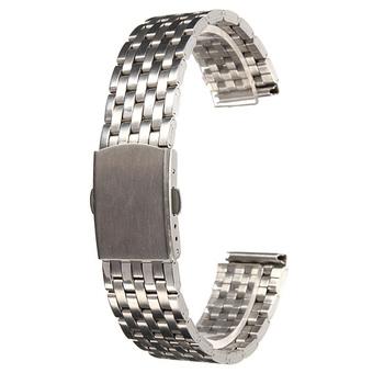 22mm Stainless Steel Watch Band Strap Bracelet & Push Button Double Flip Lock  