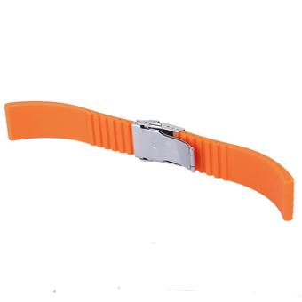 22mm Waterproof Soft Silicone Watch Band Strap with Stainless Steel Clasp Buckle (Orange)  