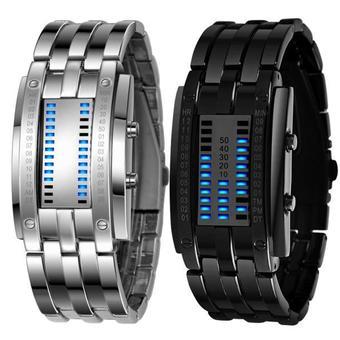 2PC Luxury Men's Stainless Steel Date Digital LED Bracelet Sport Watches - Intl  