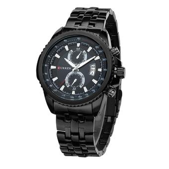 360DSC Curren 8082 Men's 3ATM Waterproof Quartz Stainless Steel Band Wrist Watch with Date Function - Black  