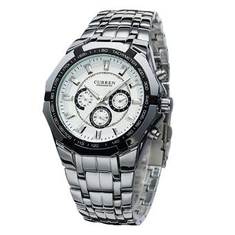360DSC Curren 8084 Men's 3ATM Waterproof Quartz Stainless Steel Band Wrist Watch with Three Decorative Sub-dials - White  