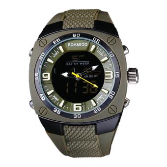 602D Mens Sports Military European Style Dual Time Zone LED Lamp Watches Green (Intl)  