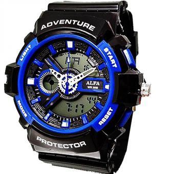Alfa Watch Jam Tangan Pria - Strap Rubber - Hitam Biru- ALF540RB  