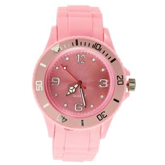 Allwin Classic Stylish Silicon Jelly Strap Unisex Women Wrist Watch Pink  
