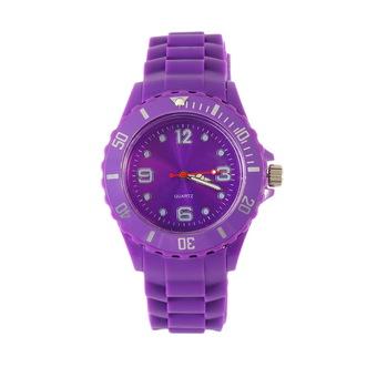 Allwin Classic Stylish Silicon Jelly Strap Unisex Women Lady Wrist Watch Colorful Purple  