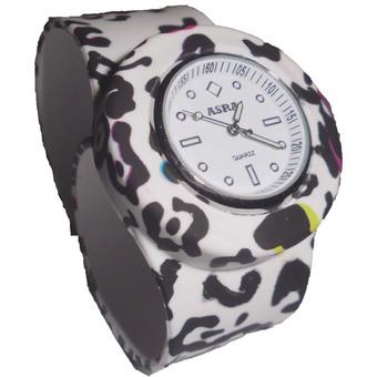 Asra Jam Tangan Wanita - Hitam-Putih - Strap Silicone - 32-MS Slap Leopard  