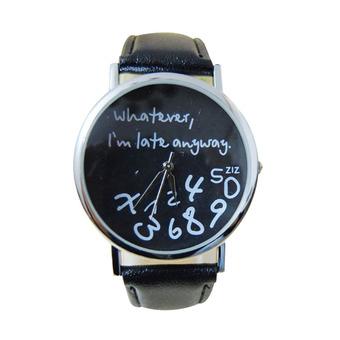Aukey Black Whatever I'm Late Anyway Leather Watch  