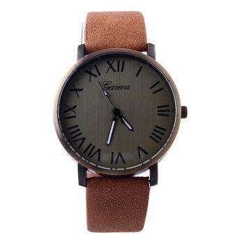 Aukey Men's Leather Quartz Analog Wrist Watch (Light brown)  