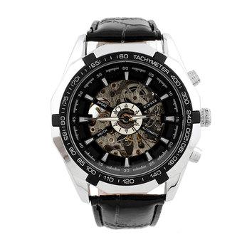 Aukey Winner Mens Skeleton Mechanical Wrist Watch(Black)  