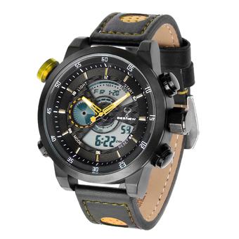 BESNEW Men's Multifunction Waterproof Sport Analog-Digital Display Quartz Watch w/ Backlight / Alarm / Timer - Black+Yellow  