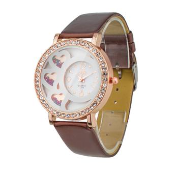 BODHI Cute Dfa Women's Round Dial with Crystals & Beads Decoration Watch (Brown) (Intl)  