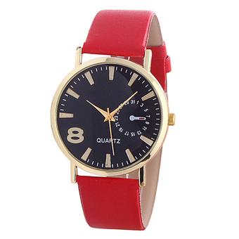BODHI Men's Women's Analog Quartz Faux Leather Band Lover Wrist Watch(Red) (Intl)  