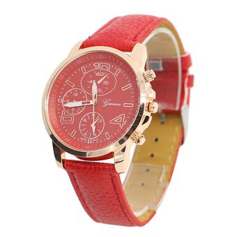 BODHI Men's Women's Geneva Irregularity Faux Leather Analog Quartz Wrist Watch (Red) (Intl)  