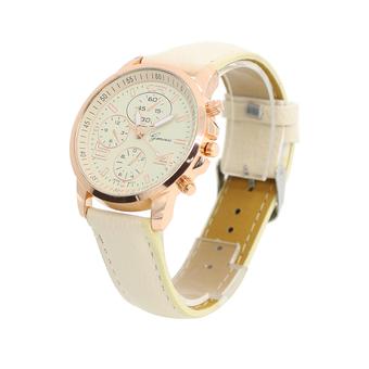 BODHI Men's Women's Geneva Irregularity Faux Leather Analog Quartz Wrist Watch (Beige) (Intl)  